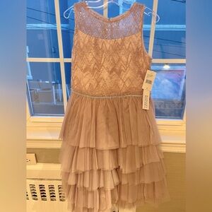 Badgley Mischka Blush Ruffled Tiered Dress